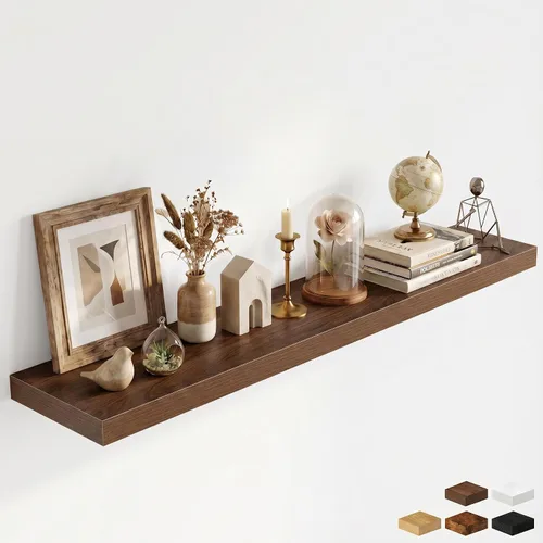 Miniatura 14 de Estantes flotantes de 48 pulgadas para pared, estante de chimenea de 10 pulgadas de profundidad, estantes flotantes de madera para pared, estantes