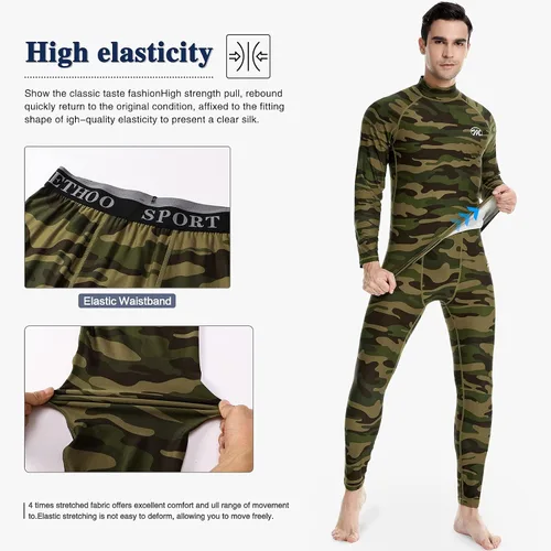 Miniatura 4 de mens Compression Base Layers Long Johns Winter Gear With Fleece Lined for Skiing