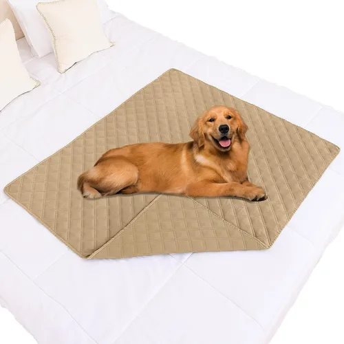 Miniatura 194 de Smiry Funda impermeable para cama de mascota, suave y lavable, para muebles, cama, sofá, reversible, a cuadros (30 x 53 pulgadas, color beige/beige)