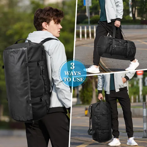 Miniatura 2 de Lyweem Bolsa de viaje para hombres, 60L, bolsa de lona deportiva, de gran tamaño, bolsa de fin de semana, bolsa de noche para mujeres