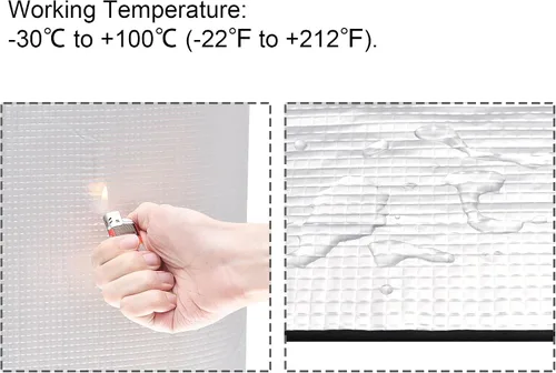 Miniatura 5 de uxcell Hoja de aislamiento, 1 mx0.5 mx5 mm, papel de aluminio en relieve, barrera térmica resistente al calor, para pared de techo, tubo de conducto