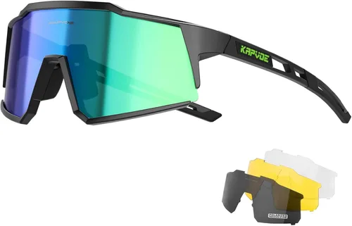 Miniatura 13 de KAPVOE Gafas polarizadas con 1 lente o 4 lentes de protección UV para mujeres y hombres, gafas de sol para ciclismo, marco TR90, para deportes