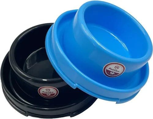 PetLike Paquete de 2 cuencos a prueba de hormigas para perros y gatos, cuencos de agua para alimentos para mascotas con foso, platos antideslizantes