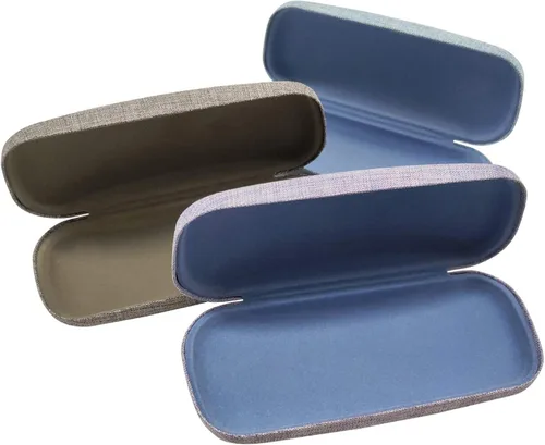 Miniatura 3 de Paquete de 3 fundas rígidas para lentes de lino fundas grandes para lentes concisas Color múltiple
