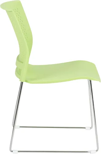 Miniatura 4 de Norwood Silla apilable de oficina con base de trineo cromado, con respaldo perforado (paquete de 5)