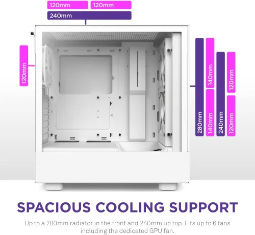 Miniatura 6 de NZXT H5 Flow RGB Estuche compacto ATX para juegos de PC de torre media – Panel frontal perforado de alto flujo de aire – Panel lateral de vidrio