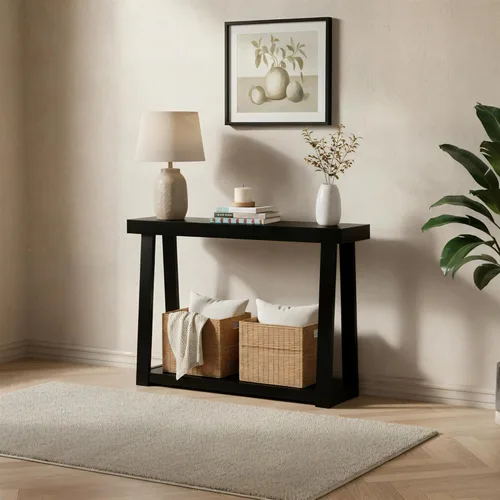 Plank+Beam Mesa consola clásica con estante - 36 pulgadas, color negro