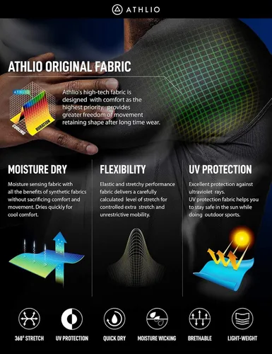 Miniatura 5 de ATHLIO - Paquete de 1 o 3 camisetas de compresión de manga larga con FPU 50+ para hombre, camiseta de protección para deportes acuáticos