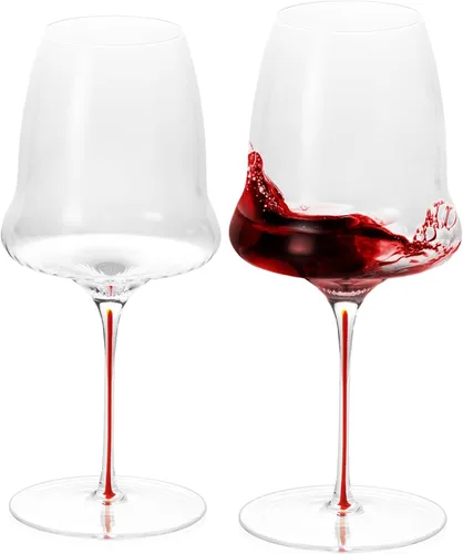Miniatura 22 de KAMMAK Juego de 2 copas de vino de 11.49 onzas, de cristal soplado a mano, borde fino y tallo largo, perfectas para rojo y blanco, uso diario