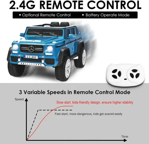 Miniatura 3 de OLAKIDS - Vehículo eléctrico Mercedes-Benz Maybach G650S de 12 V para niños con control remoto de suspensión de ruedas de 3 velocidades, juguete