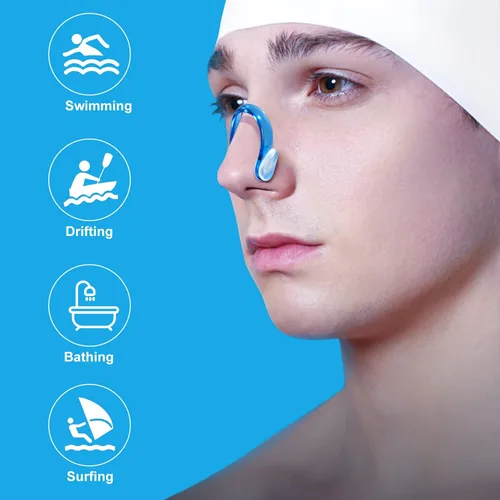 Miniatura 4 de Clip de nariz de natación, paquete de 14 tapones para la nariz con gel de sílice impermeable para niños (edad 7 +) y adultos, multicolor