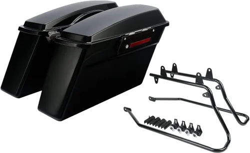 Miniatura 14 de XFMT Alforjas duras negras mate para baúl con soportes de conversión negros para Harley Softail Heritage Classic Deluxe 1984-2017