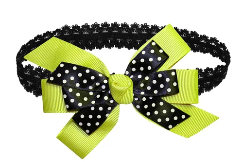 Miniatura 34 de WEBB DIRECT2U WD2U - Diadema elástica con lazo de grogrén de puntos negros para niñas (verde manzana)