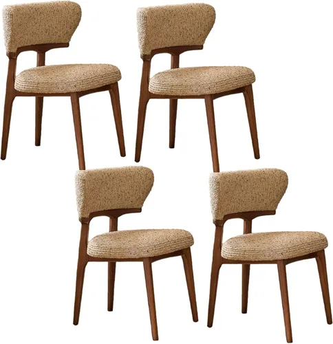 Miniatura 18 de Sillas de comedor retro, juego de sillas de comedor de madera, silla de cocina tapizada, silla de tocador de recepción, asiento sin brazos con Negro