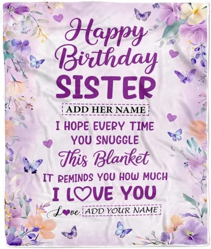 Miniatura 14 de Manta personalizada con texto en inglés «To My Sister from Sister Wood» No Matter Where Life Takes Us Soul Sister cumpleaños, Navidad, graduación