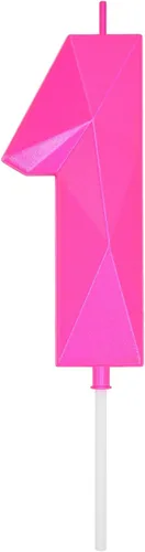 Miniatura 180 de DERVENTA Velas de cumpleaños con números grandes, 3D, color rosa, 3.7 pulgadas, decoración para tartas de fiesta, 1 pieza (número 3 rosa)