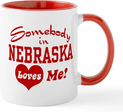 Miniatura 27 de CafePress I Love Nebraska Taza de café de cerámica de 11 oz (11.0 fl oz)