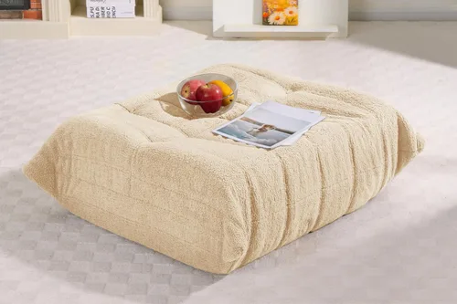 Miniatura 39 de Puf para adultos, silla puf grande, sillón con relleno de espuma viscoelástica para el hogar, apartamento o sala de juegos, gris afelpado Felpa gris