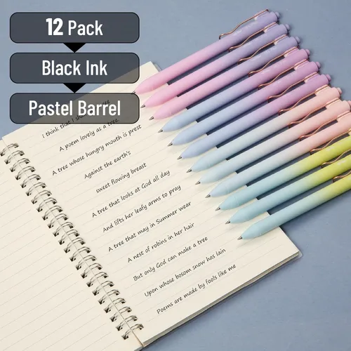 Miniatura 2 de Mr. Pen - Bolígrafos de gel retráctiles, paquete de 12, bolígrafos de gel de tinta negra de punta fina 0.5mm, barril degradado, secado rápido