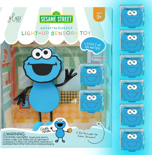 Miniatura 13 de Glo Pals Juguete sensorial de baño activado con luz y cubos para el baño y juego sensorial, personaje Abby Cadabby y 6 cubos, brilla en rosa
