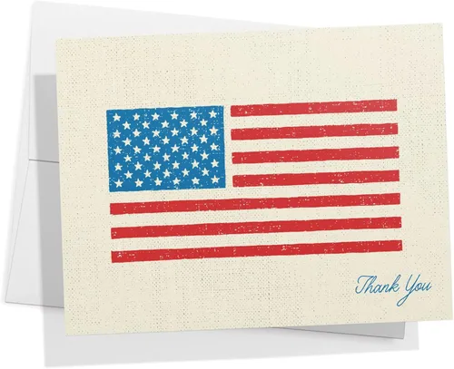 Miniatura 2 de Twigs Paper - Tarjetas de agradecimiento con la bandera estadounidense, tarjetas patrióticas estacionarias en blanco con sobres, tarjeta