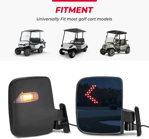 Miniatura 7 de KEMIMOTO Espejos laterales para carrito de golf con luces direccionales LED, espejos retrovisores universales compatibles con Club Car, EZGO, ICON