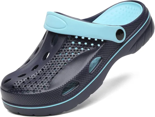 Miniatura 7 de VZQ Zuecos con soporte de arco para mujeres y hombres, pantuflas de jardín, sandalias de playa para exteriores, con plantillas de pies para fascitis