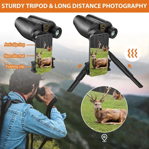 Miniatura 6 de Binoculares de alta precisión de 25 x 30 para adultos con adaptador universal de teléfono, kit de trípode, perfecto para observación de aves