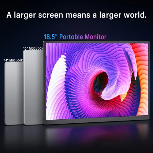 Miniatura 6 de Monitor portátil de 18.5 pulgadas 100Hz FHD USB-C HDMI, monitor de viaje, extensor de pantalla de segunda pantalla con soporte integrado, VESA