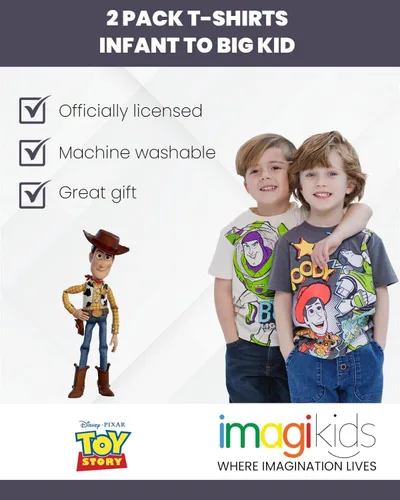 Miniatura 35 de Disney Paquete de 2 camisetas para bebés y niños grandes (12 meses - 14-16)