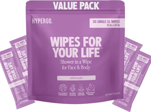 Miniatura 16 de HyperGo Toallitas Corporales XL para Mujeres y Hombres – Toallitas de Limpieza Corporal Completa Sin Enjuague de 12" x 12", Paquete de 20