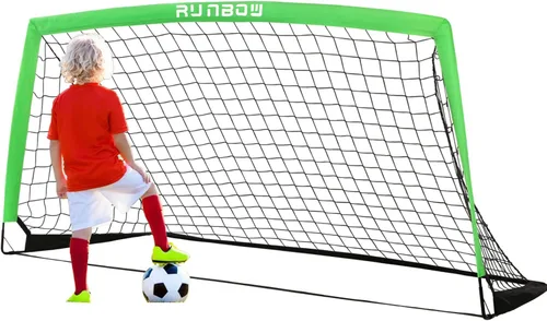 Miniatura 8 de Portería de fútbol infantil de 6 x 4 pies con bolsa de transporte, red de fútbol plegable portátil para entrenamiento de práctica en el patio