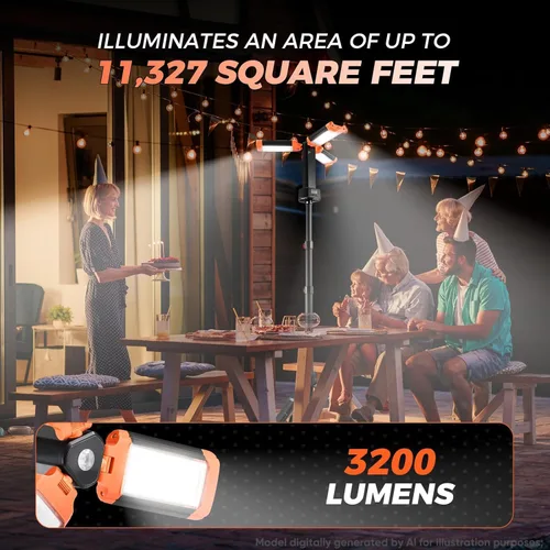 Miniatura 4 de SakerPlus Luz portátil para campamento, linterna telescópica de campamento de 14000 mAh con fuente de alimentación recargable, lámparas magnéticas
