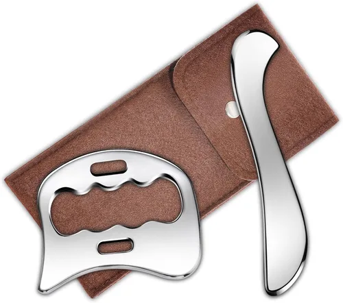 Herramienta de raspador muscular Gua Sha de acero inoxidable 2 en 1, herramientas de raspado miofascial para terapia física, masajeador de drenaje