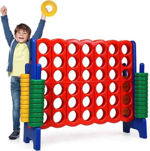 Miniatura 11 de Costzon Giant 4 en una fila, Juego de mesa Jumbo de 4 a puntuación para niños y adultos, juego de conexión de patio interior y exterior, 1.07 m