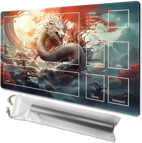 Miniatura 32 de MTG - Tapete de juego tamaño 24 x 14 pulgadas, bolsas de almacenamiento antideslizantes, ideal para entusiastas de los juegos de cartas, tapete