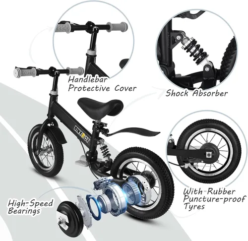 Miniatura 2 de Balance Bike 2 in 1,The Dual Use of a Kids Balance Bike and Kids Bike,12 14 Inches for 2-6 Years Old,with Shock Absorbers, Fenders, Pedals