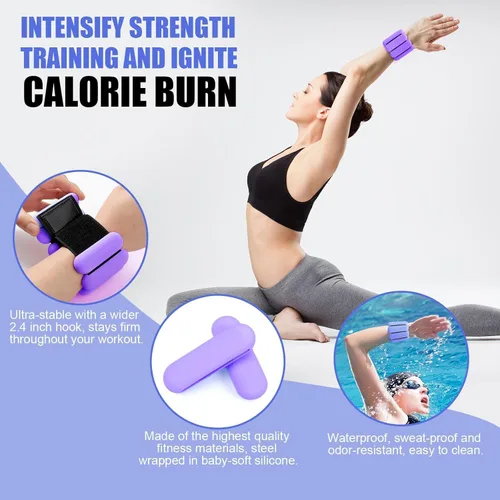 Miniatura 3 de Juego de anillos de pilates de 15 piezas con pesas ajustables para muñeca, pelota de yoga, banda de resistencia figura 8, cinta métrica, bandas