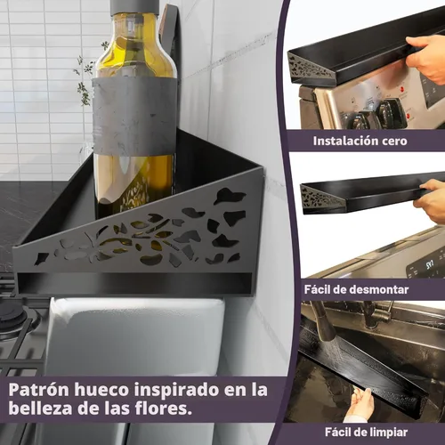 Miniatura 4 de STUTOV Estante superior magnético para estufa de 30 pulgadas, estante de especias negro y organizador de condimentos, estante de cocina magnético