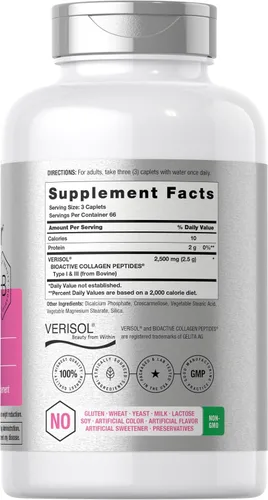 Miniatura 2 de Rejuvenecedor de piel Horbäach con Verisol Péptidos de colágeno bioactivos 200 cápsulas Suplemento sin OMG, sin gluten