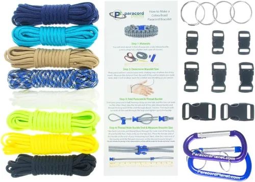 Miniatura 14 de Pulsera y kit de proyecto de paracaídas – 550 cuerdas de paracaídas, hebillas, mosquetones, llaveros