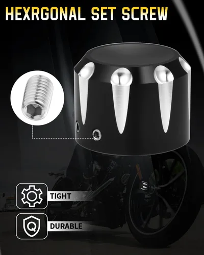 Miniatura 6 de Tapa negra para tuerca de eje delantero, cubierta de tuerca de horquilla delantera compatible con Harley Davidson 2002-2024 Softail Dyna Iron 883
