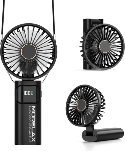 Ventilador de mano portátil, mini ventilador personal plegable recargable por USB, 5200 mAh, 180 ajustables, viento de 6 velocidades, ventilador de