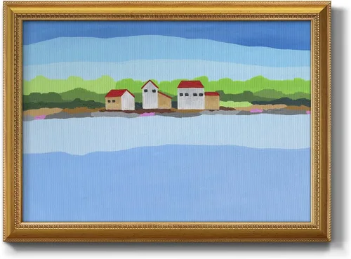 Miniatura 29 de Arte de pared de mapa de Estados Unidos azul sobre líneas blancas y rojas, pintura de fondo, arte abstracto moderno, decoración del hogar, lienzo