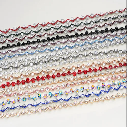 Miniatura 3 de Jerler Borde de diamantes de imitación, aplique de cadena de diamantes de imitación, ideal para decoración de bricolaje y adornos de ropa de boda
