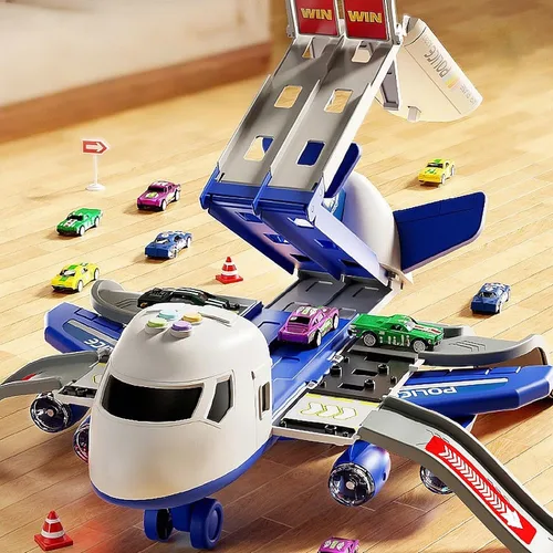 Miniatura 2 de Juguete de Avión Pista de Carreras para Niños, Plegable de 4 Capas Juego de Pista de Coche para Niños Pequeños, Avión de Juguete Transportador
