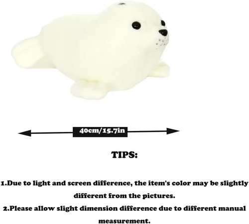 Miniatura 5 de Animal de peluche con sello de 15.7 pulgadas, juguete de almohada de peluche con sello gordito blanco, regalos para niños