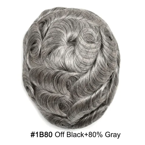 Miniatura 2 de Toupee para hombres Piezas de cabello humano real Encaje suizo para hombres Toupee unidades de cabello humano europeo para hombres Hairpieces Hair