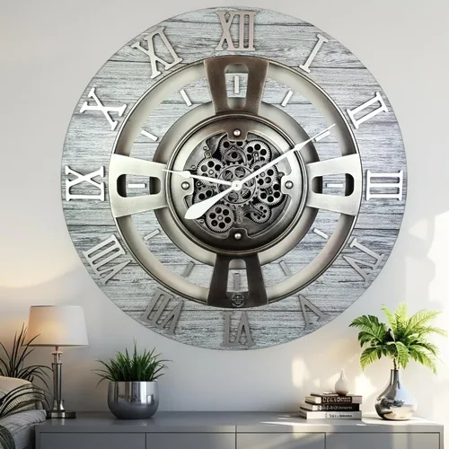 Miniatura 26 de ImprovingLife The Gears Reloj de pared con engranajes móviles reales línea Inglaterra (Verde Aguamarina, 24 pulgadas (60 cm))