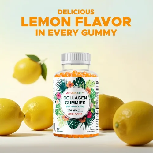Miniatura 7 de Vitamatic Gomitas de colágeno hidrolizado con vitamina C, zinc y biotina, 200 mg - Apoyo para la piel saludable - 60 gomitas